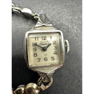 Vintage Elgin Starlite Watch Women's Silver Tone 17 Jewels Manual Speidel Band
